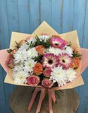 Букет цветов из:  Розы, Герберы и Хризантемы в Шипицыно