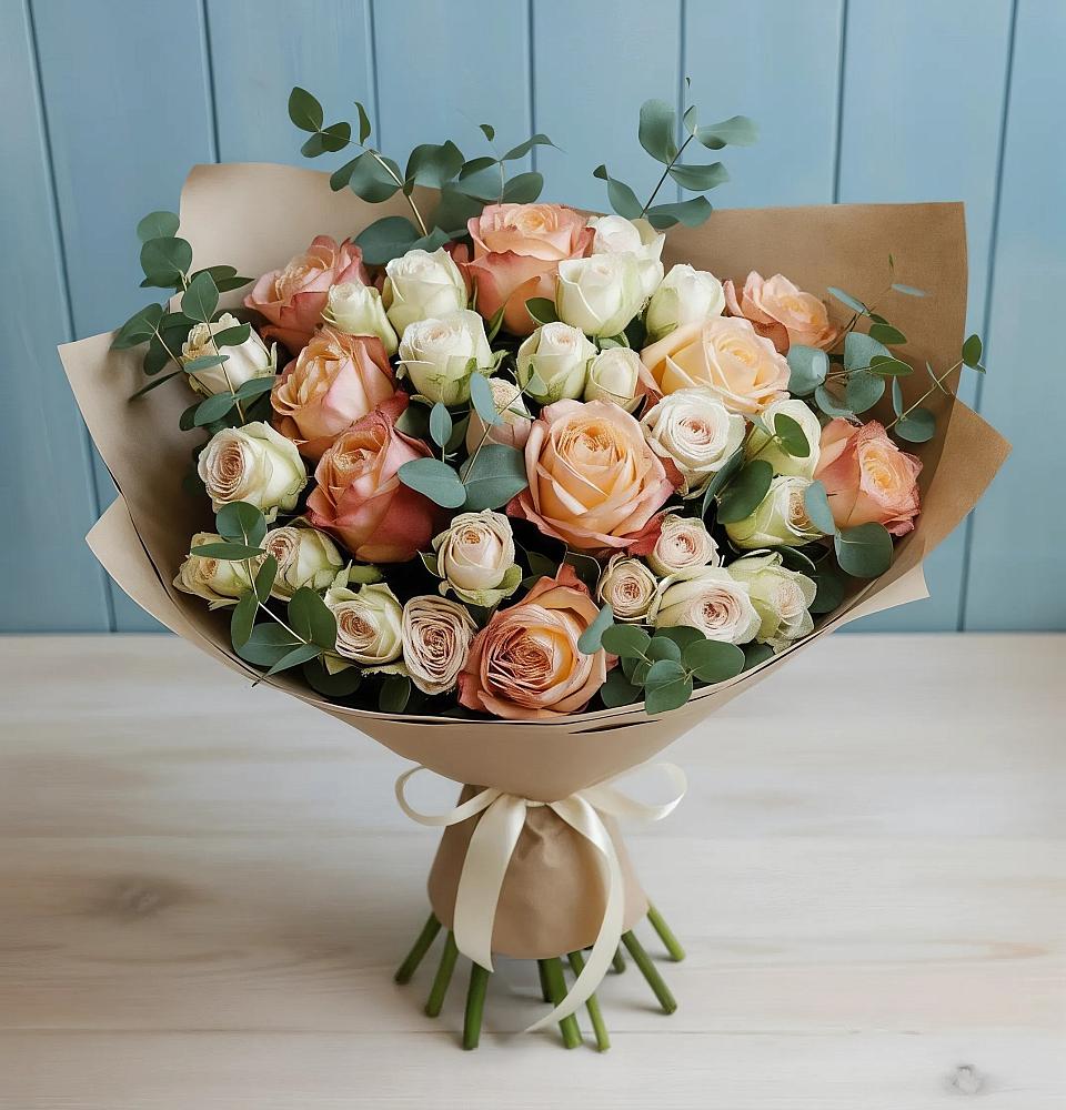 Букет цветов из: Альстромерии и Розы в Шипицыно