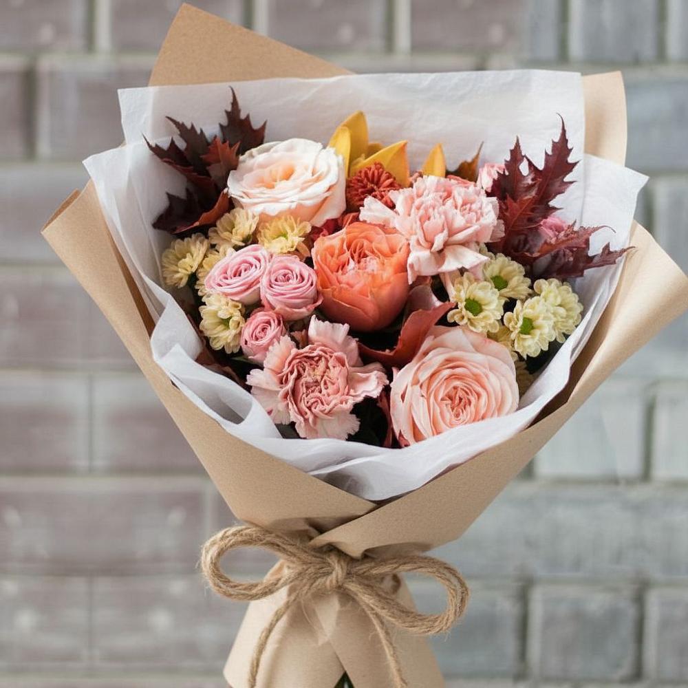 Букет цветов из: Гвоздики, Хризантемы и Розы в Шипицыно