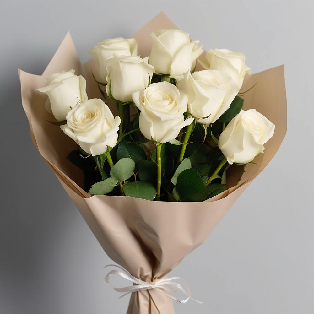 Букет 9 Белых роз Эдлесс Лав в Шипицыно