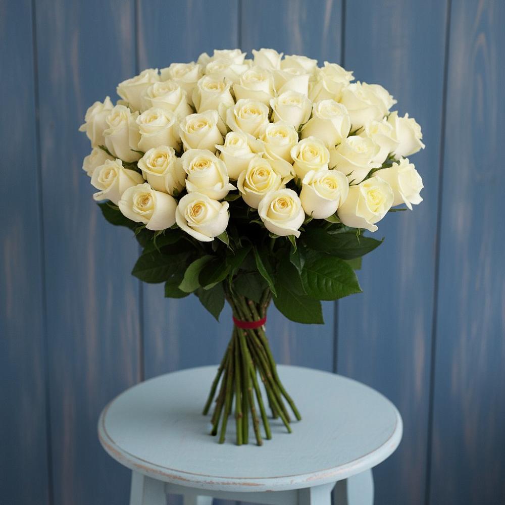 Букет 51 Белая роза Эдлесс Лав в Шипицыно