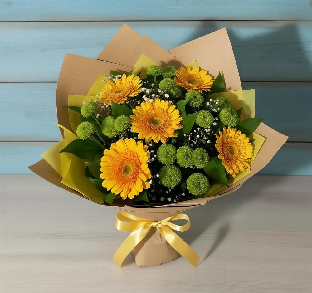 Букет цветов из: Герберы и Хризантемы в Шипицыно