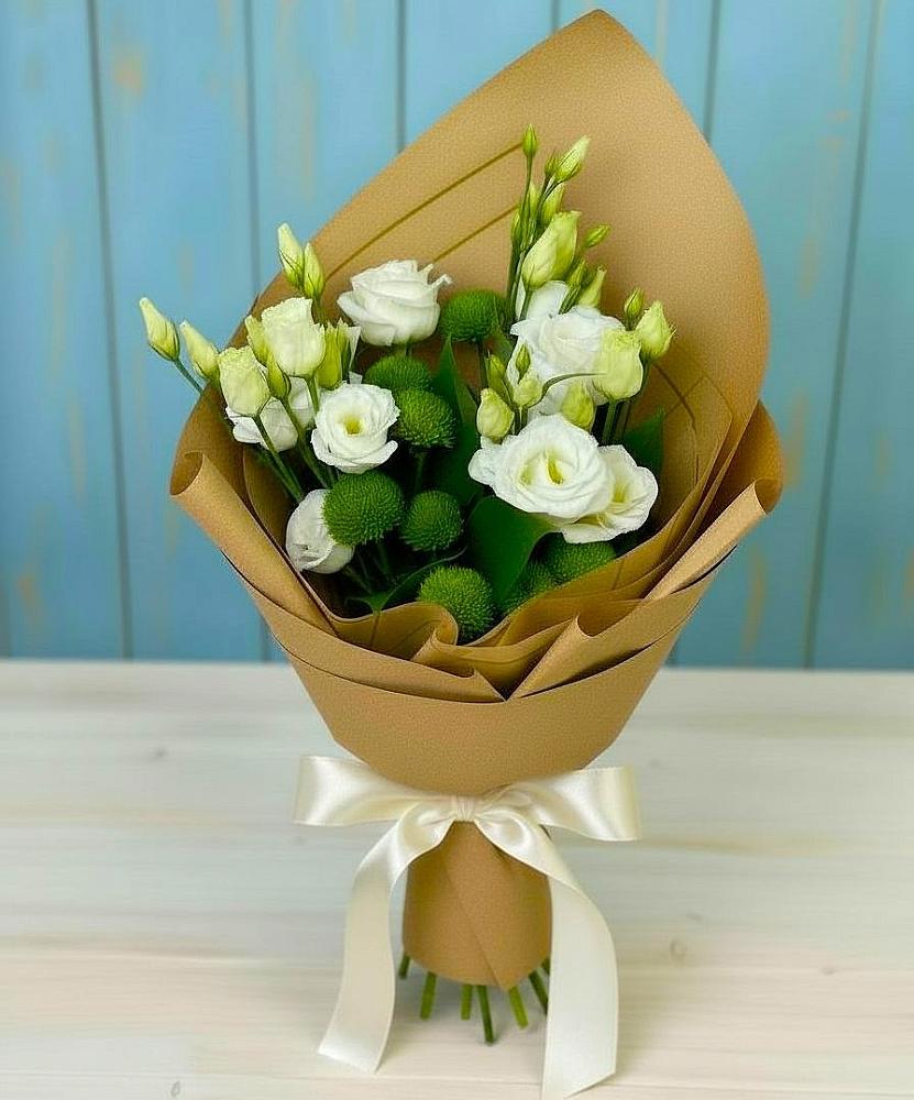 Букет цветов из: Хризантемы и Лизиантусы в Шипицыно