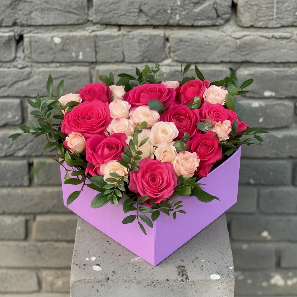 Цветочная композиция из Розы в коробке в Шипицыно