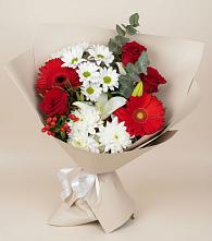 Букет цветов из:  Розы, Хризантемы, Герберы и Лилии в Шипицыно