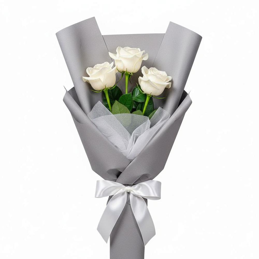 Букет 3 белые розы в Шипицыно