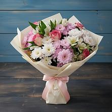 Букет цветов из:  Хризантемы, Альстромерии и Розы в Шипицыно