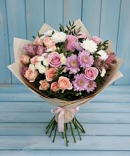 Букет цветов из:  Хризантемы, Розы и Альстромерии в Шипицыно