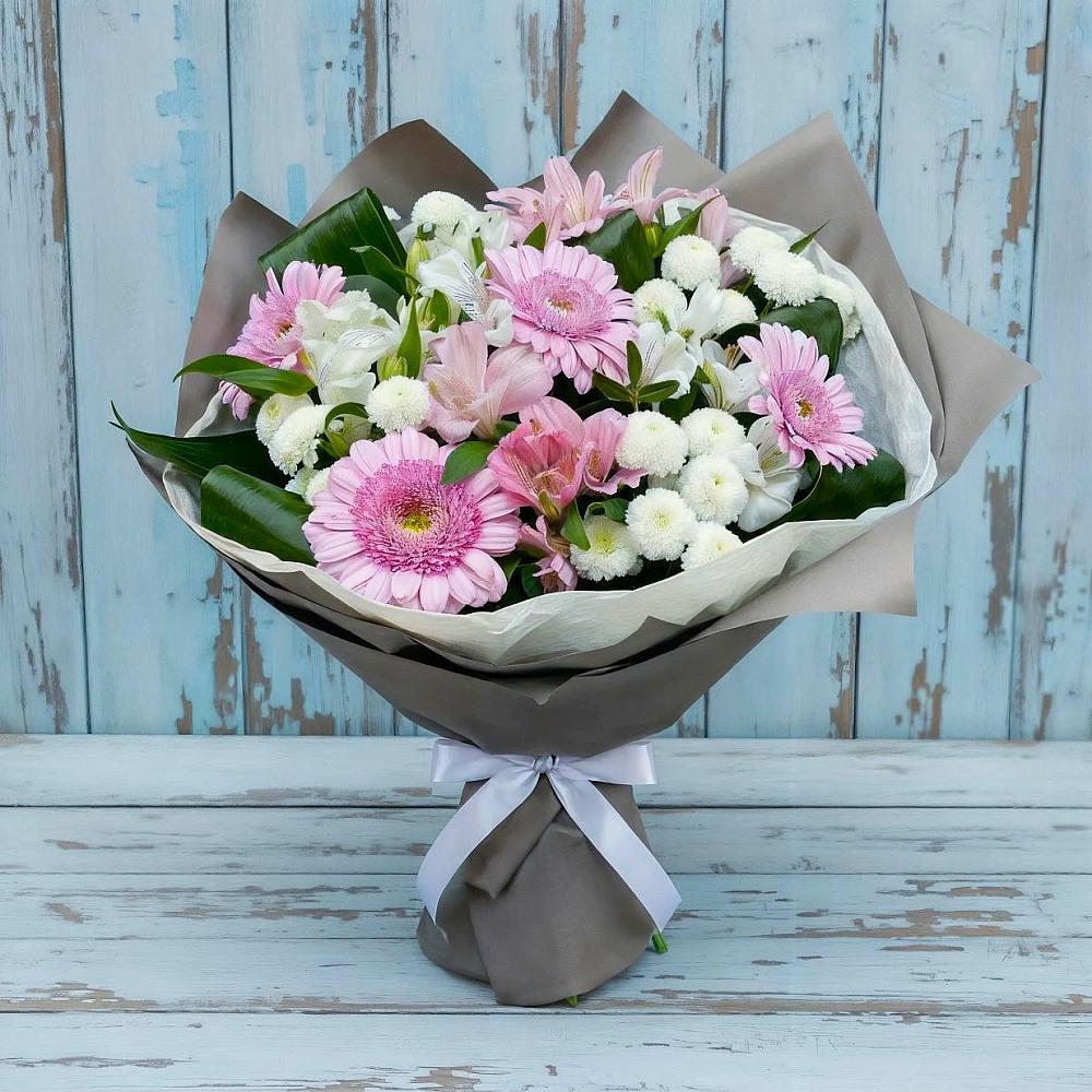 Букет цветов из: Герберы, Альстромерии и Хризантемы в Шипицыно