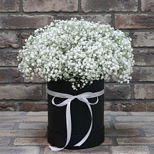 Цветочная композиция из Гипсофила в шляпной коробке в Шипицыно