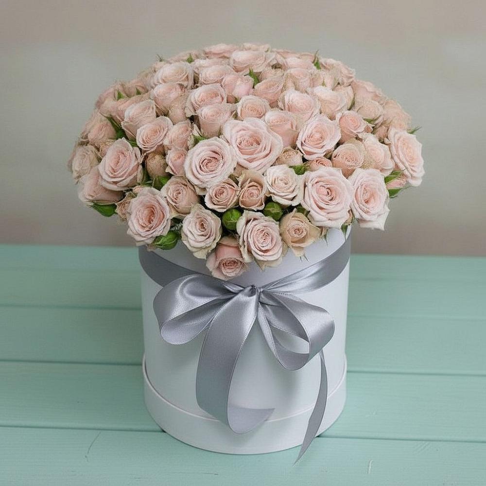 Цветочная композиция из Розы в шляпной коробке в Шипицыно