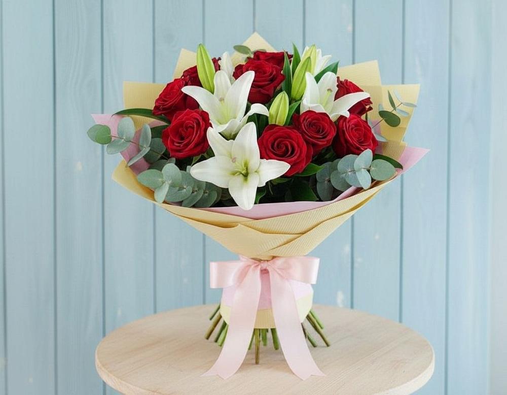 Букет цветов из: Лилии и Розы в Шипицыно